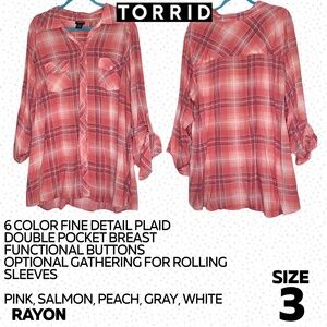Torrid multicolor plaid button down